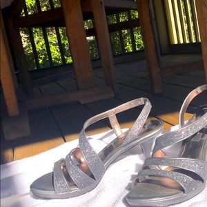 Mina strappy heels silver sparkle size 9.5